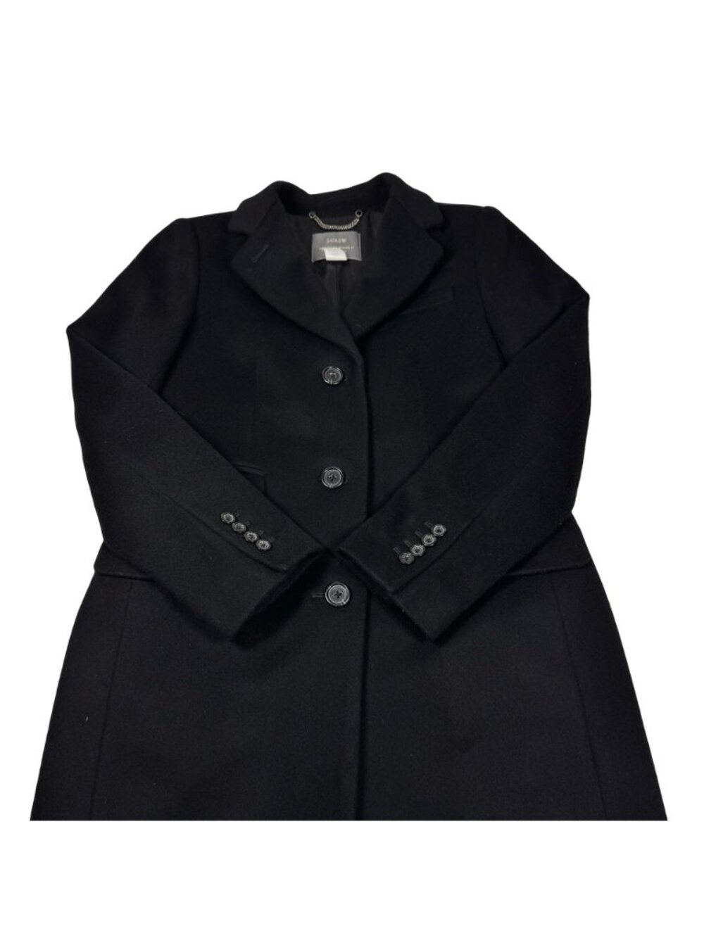 J.Crew Nello Gori Italian Wool Black Pea Coat 2 Thinsulate Minimalist Preppy - Picture 14 of 14